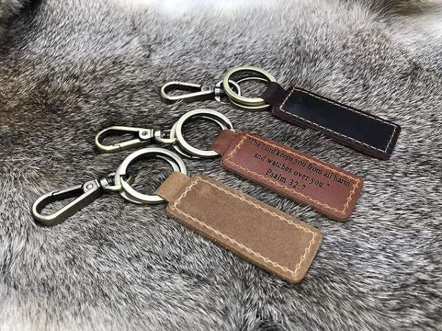 PERSONALIZED Leather Keychain with Coordinates 