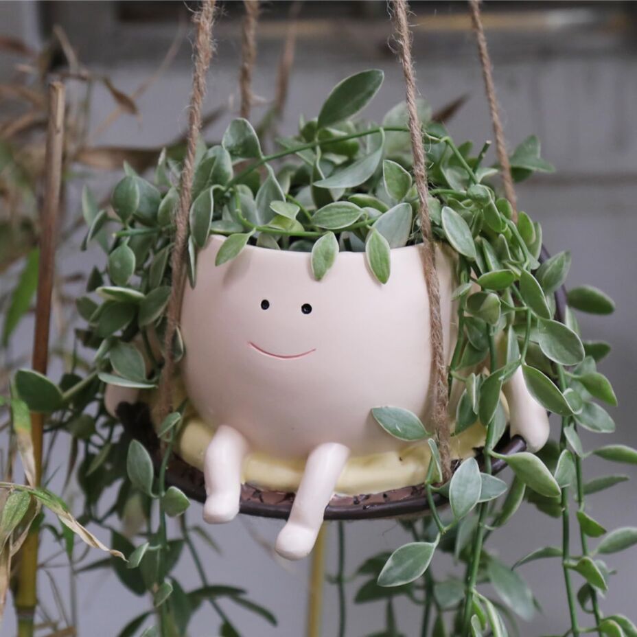 UMESONG Swing Chair Planter Pot - Adorable Resin Smiley Face