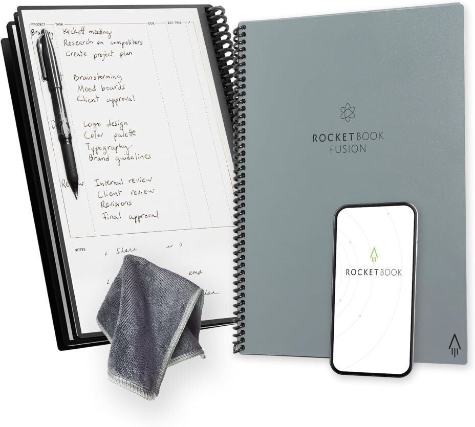 Rocketbook Fusion Smart Reusable Notebook with Pen & Cloth