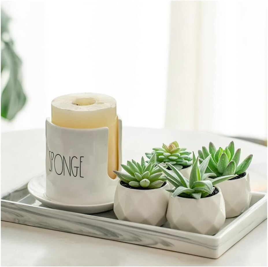 CADNLY Fake Succulent Plant Set - Realistic Mini Green Decor