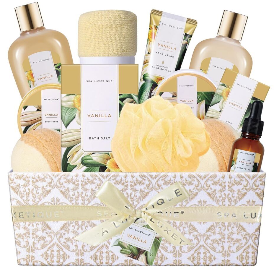 Luxetique Spa Gift Basket for Women - 12 Pcs Vanilla Relaxation Kit