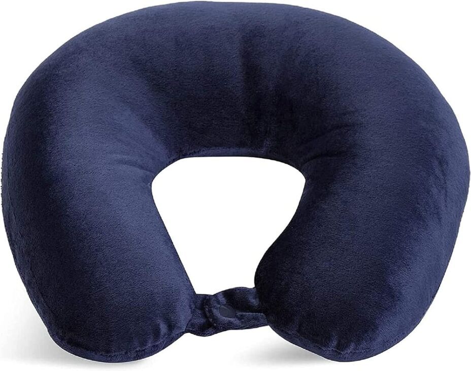 World's Best Feather Soft Microfiber Neck Pillow - Navy Blue Comfort