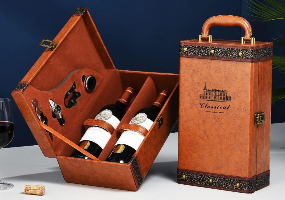 Luxurious 2 Bottle Wine Gift Box & 4 Accessory Set - Perfect for Any Occasion