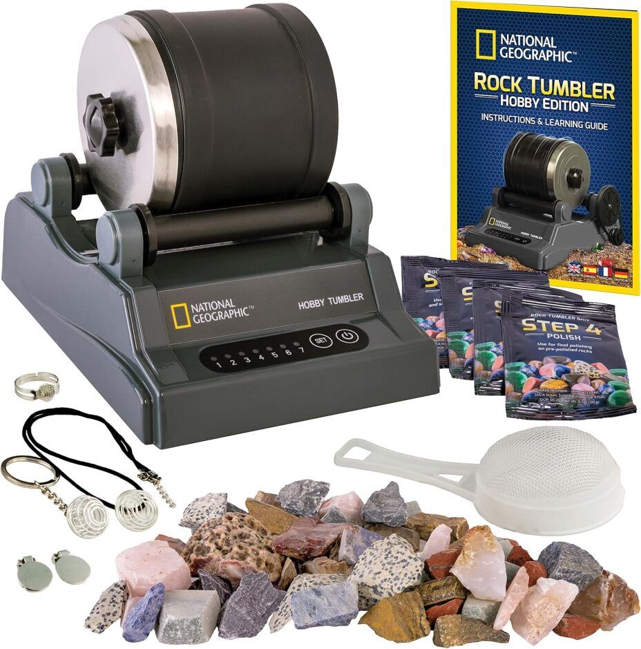 NATIONAL GEOGRAPHIC Hobby Rock Tumbler Kit for Kids - Includes Gemstones & Polishing Grit