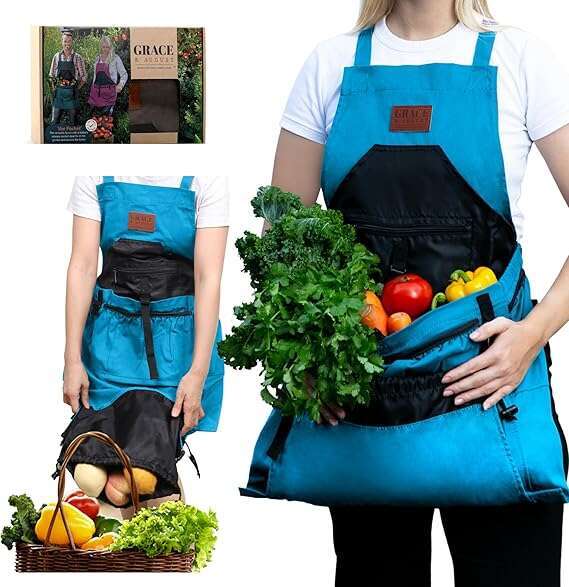 Gardening Apron with 7 Pockets & Drawstring Bag - Perfect Gift for Gardeners