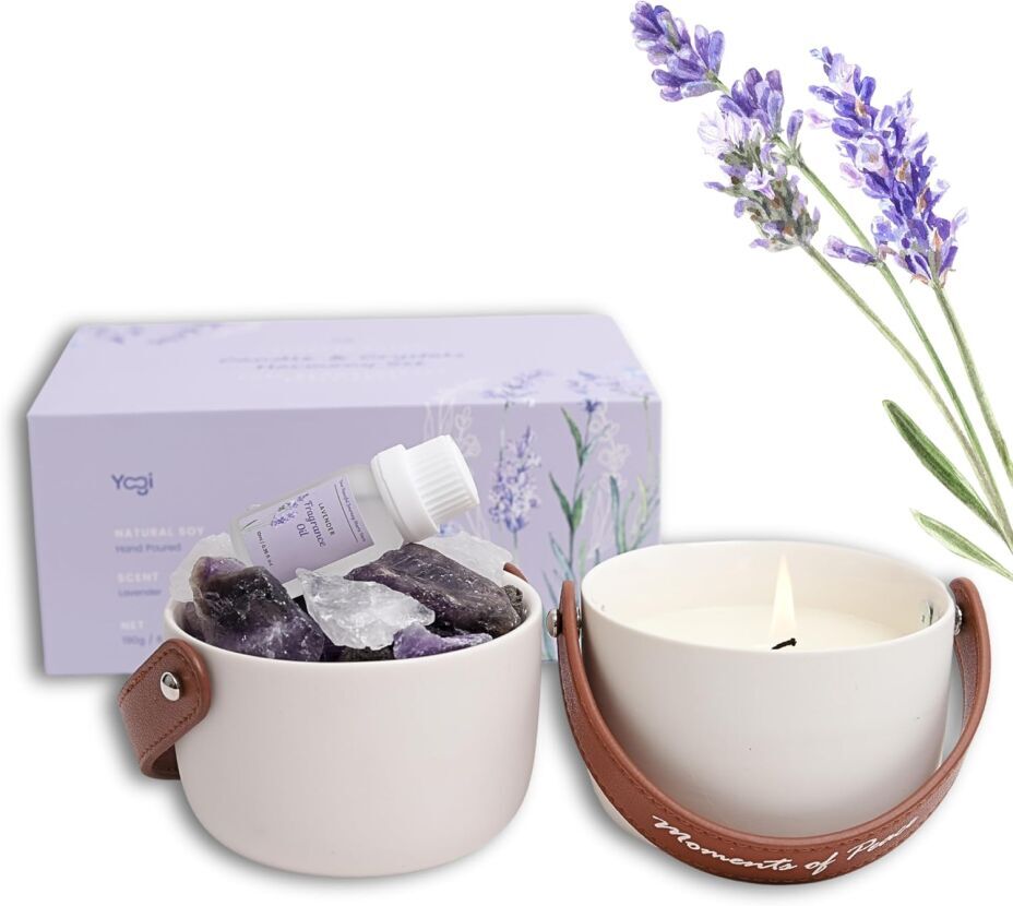 Lavender Candle & Crystals Harmony Set