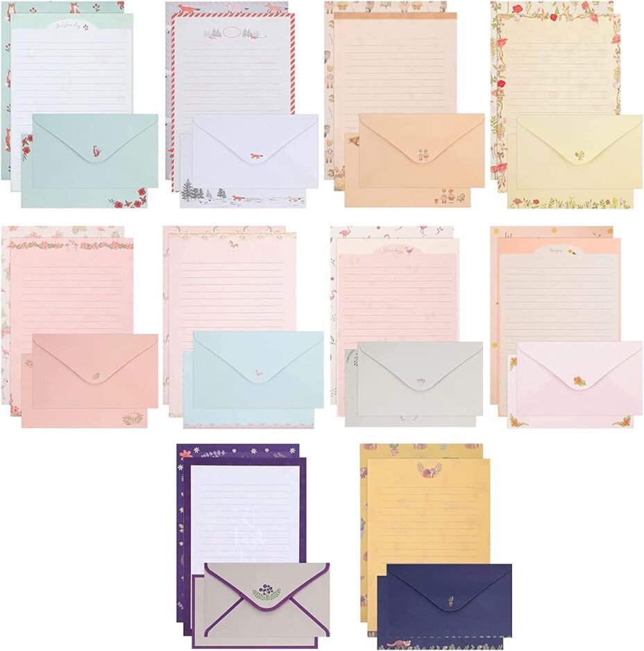 90PCS Cute Writing Paper and Envelopes Set