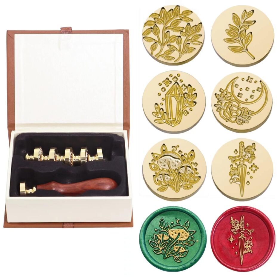 SWANGSA Vintage Wax Seal Stamp Set - 6 Floral Patterns