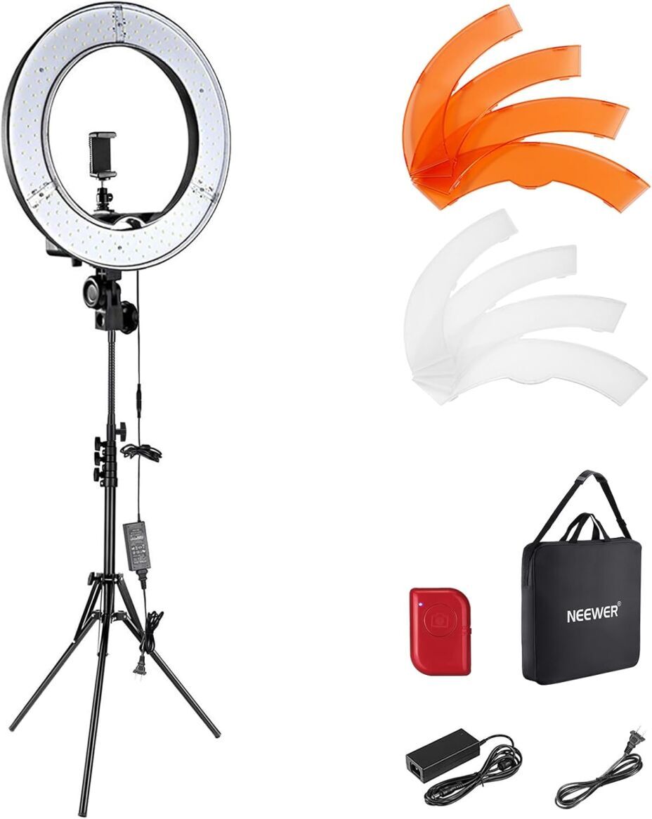 Neewer 18" Dimmable LED Ring Light Kit with Stand & Bag