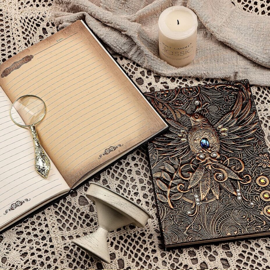 3D Phoenix Vintage Leather Journal & Pen Set