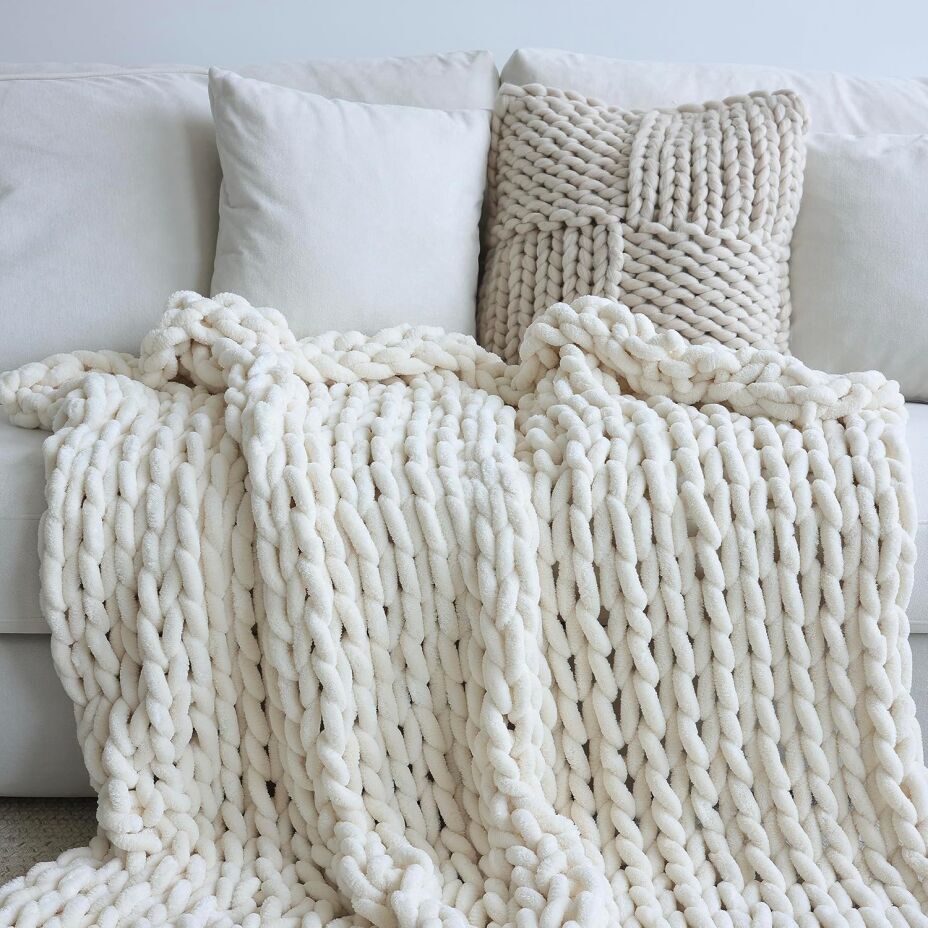 Handmade Maetoow Chunky Knit Blanket Throw