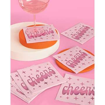 xo, Fetti Cheers Napkins - 3-ply, 50 pcs | Bachelorette Party Decorations, Birthday Party Decor, Baby Shower Supplies, Bridal Tableware