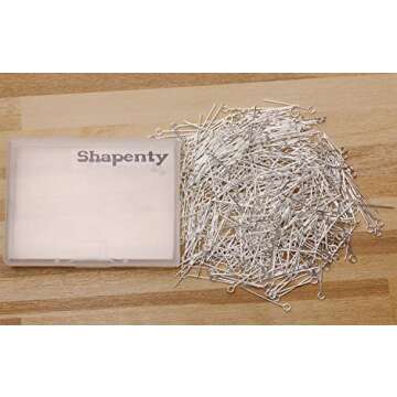 Shapenty 500PCS Mini Metal Wire Eyepins Beading Small Open Eye Head Pins Needles Bulk for DIY Craft Bead Earring Pendant Necklace Bracelet Jewelry Charm Finding Making (Silver, 24mm/1Inch)