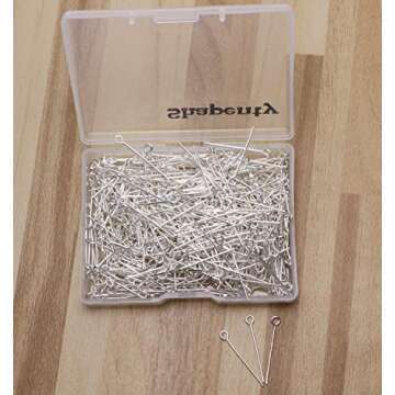 Shapenty 500PCS Mini Metal Wire Eyepins Beading Small Open Eye Head Pins Needles Bulk for DIY Craft Bead Earring Pendant Necklace Bracelet Jewelry Charm Finding Making (Silver, 24mm/1Inch)