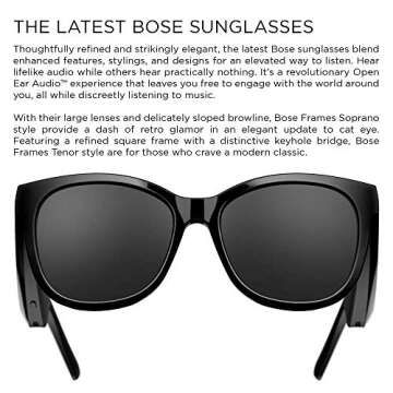 Bose Frames Soprano, Smart Glasses, Bluetooth Audio Sunglasses, with Open Ear Headphones, Cat-Eye, Black