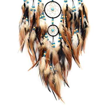 Urdeoms Large Black Dream Catchers for Bedroom Adult Merkaba Turquoise Boho Dream Catcher Wall Decor for Boys Teen Room Decor Dorm Living Room Hanging Decoration Festival Gifts(NO.32)