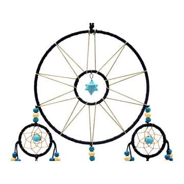 Urdeoms Large Black Dream Catchers for Bedroom Adult Merkaba Turquoise Boho Dream Catcher Wall Decor for Boys Teen Room Decor Dorm Living Room Hanging Decoration Festival Gifts(NO.32)