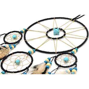 Urdeoms Large Black Dream Catchers for Bedroom Adult Merkaba Turquoise Boho Dream Catcher Wall Decor for Boys Teen Room Decor Dorm Living Room Hanging Decoration Festival Gifts(NO.32)