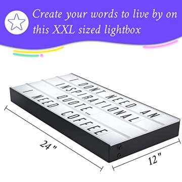 My Cinema Lightbox - XXL Letter Board 24" x 12" - 3 Modes Light Box Light Up Letter Sign - White LED Lightbox for Movie Theatre Decor - Letter Board Sign with 160 Letters, Numbers and Symbols