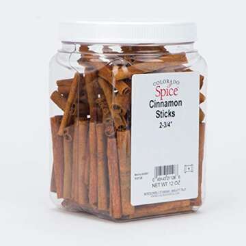 Colorado Spice Cinnamon, Whole Sticks 2-3/4", 12 Ounce Jar