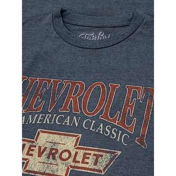 Tee Luv Chevrolet an American Classic T-Shirt - Chevy 1911 Shirt (Indigo-Black Heather) (XXL)