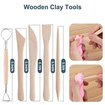 Clay Tools Kit, 25 PCS Polymer Clay Tools, Ceramics Clay Sculpting Tools Kits, Air Dry Clay Tool Set for Adults, Kids, Pottery Craft, Baking, Carving, Drawing, Dotting, Molding, Modeling, Shaping