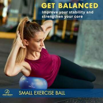 ProBody Pilates Ball Small Exercise Ball - 9 Inch Workout Ball for Stability, Barre, Yoga, Core & Physical Therapy, Home Gym & Office Use (Blue)