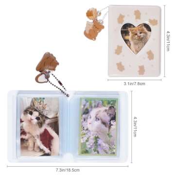 2 Pieces Photocard Binder Album, Mini Photo Album Kpop, 3 Inch Kpop Love Heart Hollow Photocard Binder, Mini Photo Card Book Holder for Collecting With Pendant DIY Keychian 40 Pockets (Style 3)