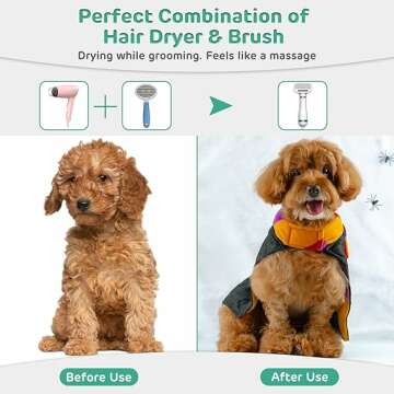 Portable Pet Hair Dryer with Slicker Brush for Dogs