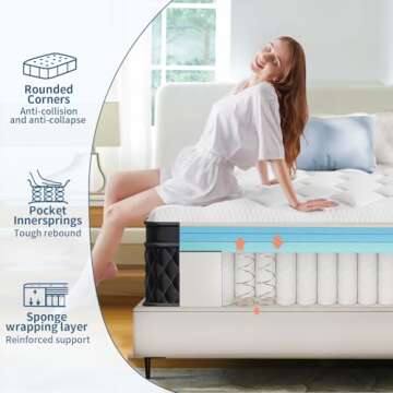 LDLON Queen Size Mattress, 12 Inch Memory Foam Hybrid Mattress, Pressure-Relieving Bed in a Box, Individual Pocket Spring for Motion Isolation, Medium Firm Feel, CertiPUR-US