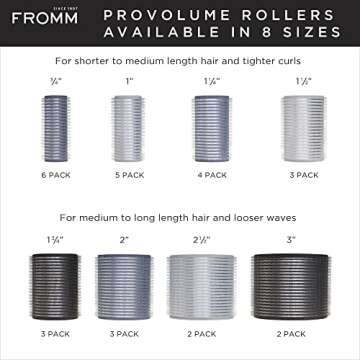 Fromm ProVolume 2" Self-Grip Ceramic Ionic Thermal Hair Rollers, 3 Count, Large Salon Quality Hair Curlers for Medium to Long Length Hair and Curtain Bangs