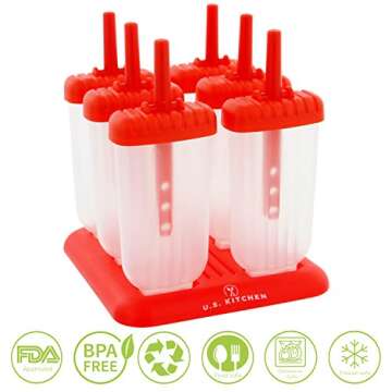 U.S. Kitchen Supply Jumbo Set of 18 Classic Ice Pop Popsicle Molds - Sets of 6 Red, 6 White & 6 Blue - Reusable USA Colored Ice Pop Makers