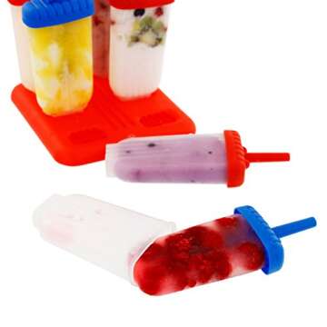 U.S. Kitchen Supply Jumbo Set of 18 Classic Ice Pop Popsicle Molds - Sets of 6 Red, 6 White & 6 Blue - Reusable USA Colored Ice Pop Makers