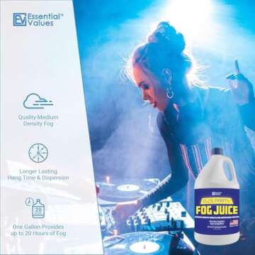 Smoke Machine Fog, Fluid for Fogging Machines – Fog Juice That Produces Long-Lasting Medium Density Smoke for Water-Based Foggers, For 400-1500 Watt Machines