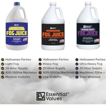 Smoke Machine Fog, Fluid for Fogging Machines – Fog Juice That Produces Long-Lasting Medium Density Smoke for Water-Based Foggers, For 400-1500 Watt Machines