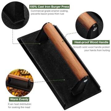 EWFEN Heavy-Duty Burger & Bacon Press for Griddle