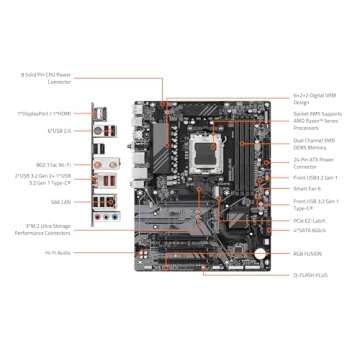 GIGABYTE B650 UD AC (rev. 1.0) AM5 LGA 1718 AMD B650 ATX Motherboard with 5-Year Warranty, DDR5, PCIe 4.0 M.2, PCIe 4.0, USB 3.2 Gen2x2 Type-C, GbE LAN (Renewed)