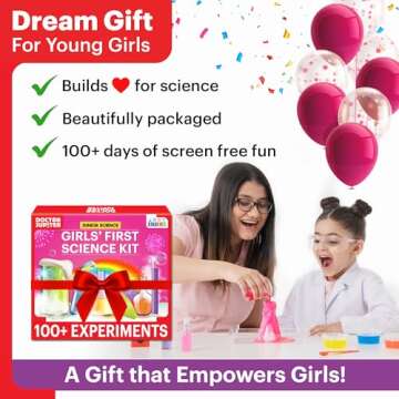 Doctor Jupiter Girls First Science Experiment Kit for Kids Ages 4-5-6-7-8| Christmas, Birthday Gift Ideas for 4-8 Year Old Girls| STEM Learning & Educational Toys