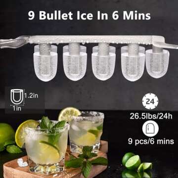 Joy Pebble Stainless Steel Ice Maker - 26Lbs/24H, 9 Cubes in Just 6-8 Mins