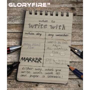 GLORYFIRE Waterproof Notebook Tactical All-Weather Spiral Memo Paper Notepad with Waterproof Grid Paper for Outdoor Activities Recording 3"x5" (5pcs)