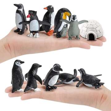 ONEST 18 Pieces Mini Penguin Figurines Toy Set Realistic Arctic Animals Toys Penguin Cake Toppers Polar Small Penguin Figures for Kids Birthday Gift