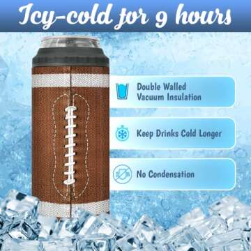 winorax Football Tumbler 4-in-1 Can Cooler Football Stainless Steel Insulated Tumblers Coffee Travel Mug Cup With Lid Gift Tumblers For Men Women Sports Gifts For Players Fan Coach Lovers