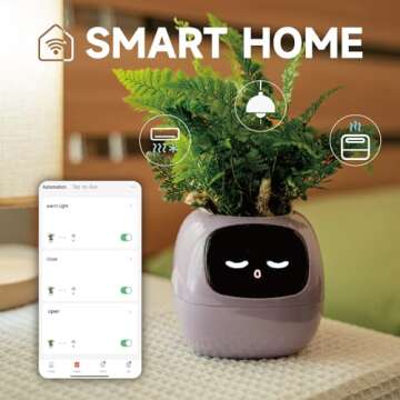 PLANTSIO Smart pet Planter Robot Guidance on Plant Care with Emojis, Adorable Plant Companion with Rich Gesture Interaction, Neat Desk Setup Gift (Purple)