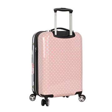 Betsey Johnson Designer 20 Inch Carry On - Expandable (ABS + PC) Hardside Luggage - Lightweight Durable Suitcase With 8-Rolling Spinner Wheels for Women (Stripe Roses)