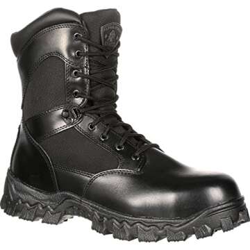 ROCKY Alpha Force Zipper Waterproof Public Service Boot, Black, Size 11(ME)