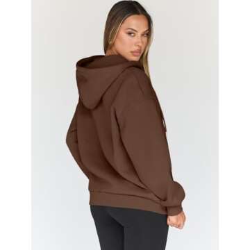 Trendy Queen Womens Zip Up Hoodies Oversized Sweatshirts Fall Fashion Outfits Casual Jackets 2025 Winter Clothes Coffee S