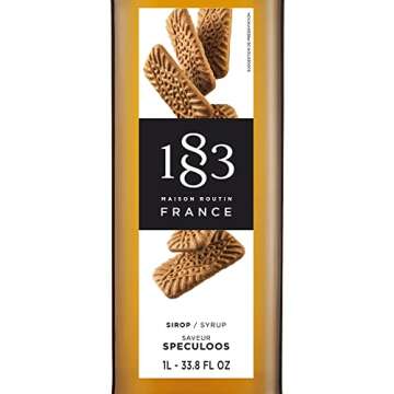 1883 Speculoos Syrup - Flavored Syrup for Hot & Iced Beverages - Gluten-Free, Vegan, Non-GMO, Kosher, Preservative-Free, Made in France | Glass Bottle 1 Liter (33.8 Fl Oz)