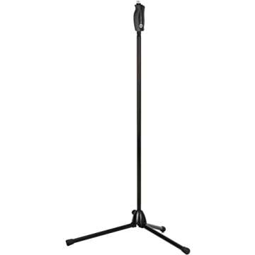 K&M König & Meyer 25680.577.55 One Hand Microphone Stand | Soft Touch Easy Clutch for Adjustable Height | Mic Mount Holder | Foldable Tripod Base | Professional Grade | Made In Germany | Black