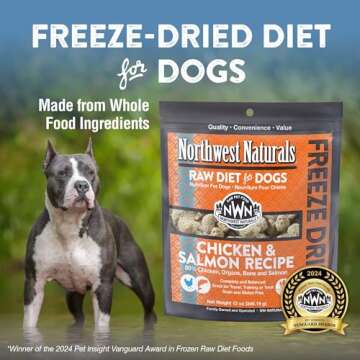 Northwest Naturals Freeze-Dried Chicken & Salmon Dog Food - Bite-Sized Nuggets - Healthy, Limited Ingredients, Human Grade Pet Food, All Natural - 12 Oz