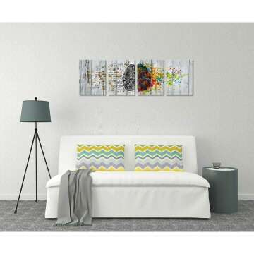 Retro Brain Art Canvas Prints - 4 Piece Set Ready to Hang